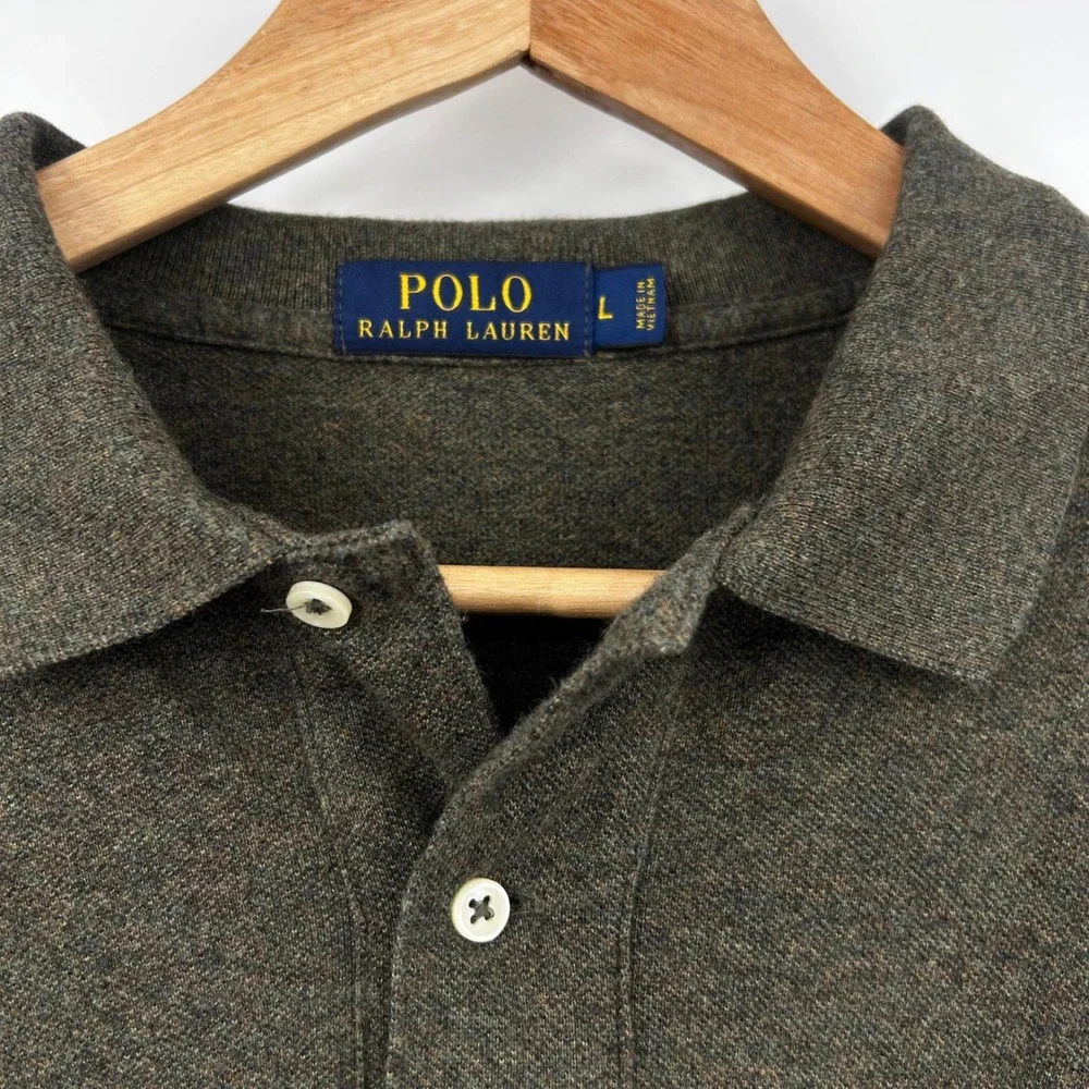 Polo Ralph Lauren Long Sleeve Polo Shirt Green Orange Pony Logo Size‎ L